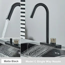 Black rainwater kitchen faucet matte black and gold pull out tap