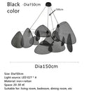 Black rattan ceiling chandelier dining room mesh pendant light