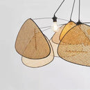 Black rattan ceiling chandelier dining room mesh pendant light