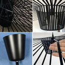 Black rattan hat led chandelier dining room metal ceiling fan
