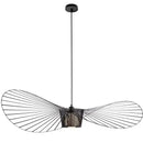 Black rattan hat led chandelier dining room metal ceiling fan