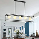 Black rectangle opal glass island pendant light kit – dining room