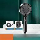 DecorBites™ Black Round Shower Head 6 Modes High Pressure Hand-held Knobs Water Stop