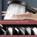 DecorBites™ Black Round Shower Head 6 Modes High Pressure Hand-held Knobs Water Stop
