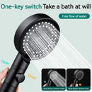 DecorBites™ Black Round Shower Head 6 Modes High Pressure Hand-held Knobs Water Stop
