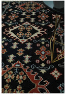 Black, Rust and Beige 8x10 Traditional Oriental Hand Knotted Wool Area Rug