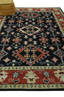 Black, Rust and Beige 8x10 Traditional Oriental Hand Knotted Wool Area Rug