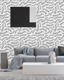 Black Scandinavian Leaves Wallpaper