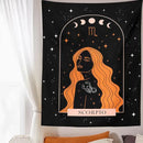 Black scorpio celestial constellation tapestry bedroom moon wall art