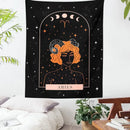 Black scorpio celestial constellation tapestry bedroom moon wall art