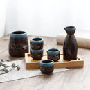 Black speckled ceramic wine sake set with heater for dining room