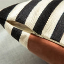 Black stripe faux leather pillow cover living room decor