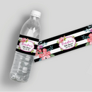 Black Striped Baby Shower Water Bottle Labels