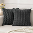 Black striped corduroy throw pillow cover – living room cushion case