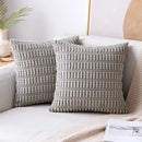 Black striped corduroy throw pillow cover – living room cushion case