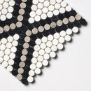 Black, Thala Gray, Bianco Dolomiti Honed Penny Round Diamond 1 Marble Mosaics 11 27/64x10 15/64