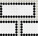 Black, Thala Gray, Bianco Dolomiti Honed Penny Round Offset 1 Marble Mosaics 11 1/32x12 13/64