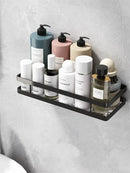 DecorBites™ Black SUS 304 Bathroom Shelf Shower Storage Basket Holder for Shampoo & Bath Essentials