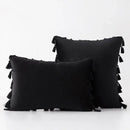 DecorBites™ Black Velvet Tassel Fringe Throw Pillow Cover for Bed Sofa Couch