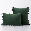 DecorBites™ Black Velvet Tassel Fringe Throw Pillow Cover for Bed Sofa Couch