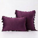 DecorBites™ Black Velvet Tassel Fringe Throw Pillow Cover for Bed Sofa Couch