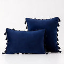 DecorBites™ Black Velvet Tassel Fringe Throw Pillow Cover for Bed Sofa Couch