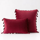 DecorBites™ Black Velvet Tassel Fringe Throw Pillow Cover for Bed Sofa Couch