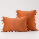 DecorBites™ Black Velvet Tassel Fringe Throw Pillow Cover for Bed Sofa Couch
