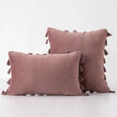 DecorBites™ Black Velvet Tassel Fringe Throw Pillow Cover for Bed Sofa Couch