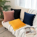 DecorBites™ Black Velvet Tassel Fringe Throw Pillow Cover for Bed Sofa Couch