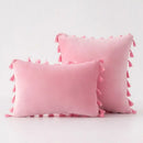 DecorBites™ Black Velvet Tassel Fringe Throw Pillow Cover for Bed Sofa Couch