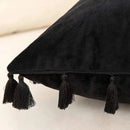 DecorBites™ Black Velvet Tassel Fringe Throw Pillow Cover for Bed Sofa Couch