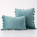 DecorBites™ Black Velvet Tassel Fringe Throw Pillow Cover for Bed Sofa Couch