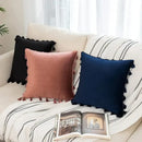 DecorBites™ Black Velvet Tassel Fringe Throw Pillow Cover for Bed Sofa Couch