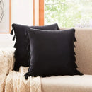 DecorBites™ Black Velvet Tassel Fringe Throw Pillow Cover for Bed Sofa Couch