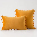 DecorBites™ Black Velvet Tassel Fringe Throw Pillow Cover for Bed Sofa Couch