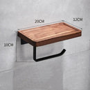DecorBites™ Black Walnut Bathroom Set: Towel Rack, Bar, Shelf, Toilet Paper Holder, Brush Stand