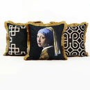 Black & white geometric fringed lumbar pillow cover living room