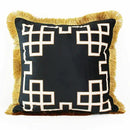 Black & white geometric fringed lumbar pillow cover living room