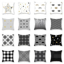 Black white & gold geometric star stripe print pillowcase bedroom decor