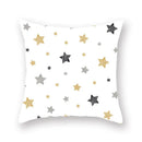 Black white & gold geometric star stripe print pillowcase bedroom decor