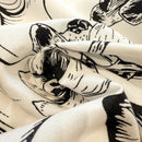 Black white printed floral ruffled bedding set bedroom linens