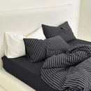 Black & white striped cotton duvet cover set bedroom bedding