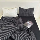 Black & white striped cotton duvet cover set bedroom bedding