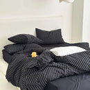 Black & white striped cotton duvet cover set bedroom bedding