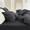 Black & white striped cotton duvet cover set bedroom bedding