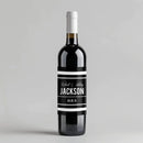 Black White Striped Wine Label
