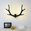Black wooden antler wall sconce lamp for corridor warm led lighting