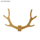 Black wooden antler wall sconce lamp for corridor warm led lighting