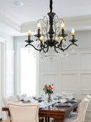 DecorBites™ Black Wrought Iron Crystal Chandelier for Living & Dining Room - Elegance meets Style